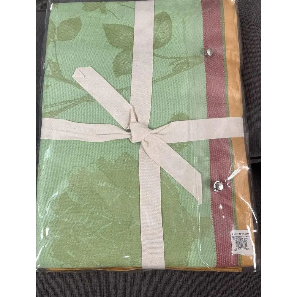 Williams Sonoma Spring Vegetable Jacquard Tablecloth 70”x 90” Green Rare NWT